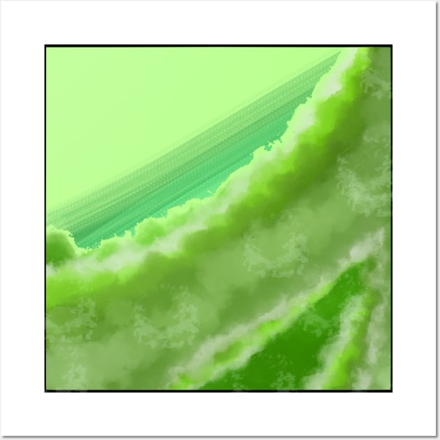 Green Color Therapy Clouds Wall Art by AQueerArtist